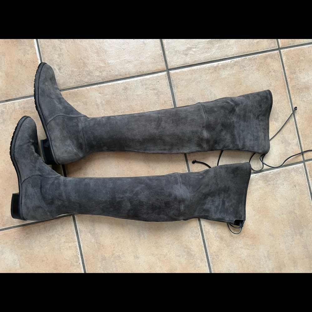 Stuart Weitzman Lowland Over the Knee Boots - Gray - Size 7.5
